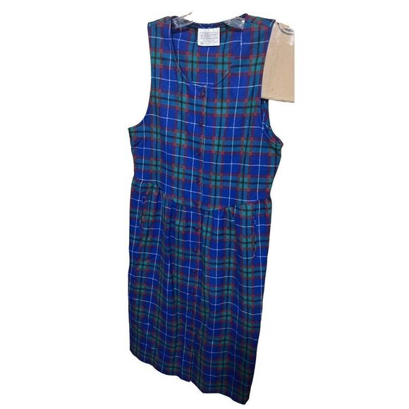 Pendleton Sleeveless 100% Virgin Wool Blue Plaid Dress Unlined See Measurements - Picture 2 of 7